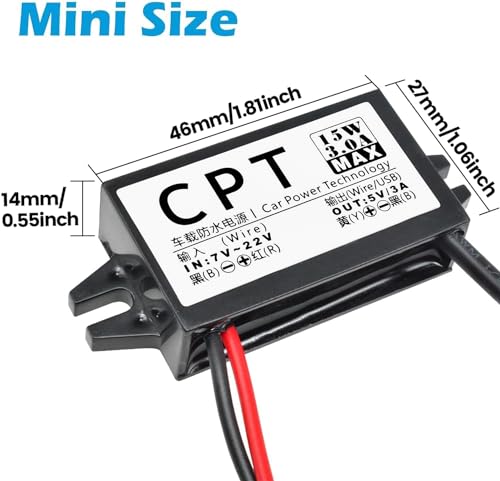 Heemol 12V auf USB,12V auf 5V USB-Adapter,3A 15W DC Buck-Konverter-Modul DC auf DC Auto-Stromwandler Adapter.