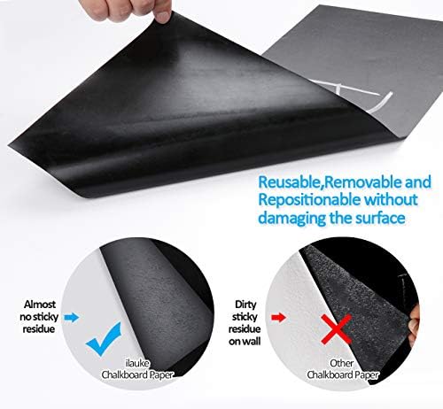 ilauke 43cm x 300cm Chalkboard Sticker, Blackboard Sticker Roll Blackboard Film Self-Adhesive with 10 Colored Chalk for School Home Office
