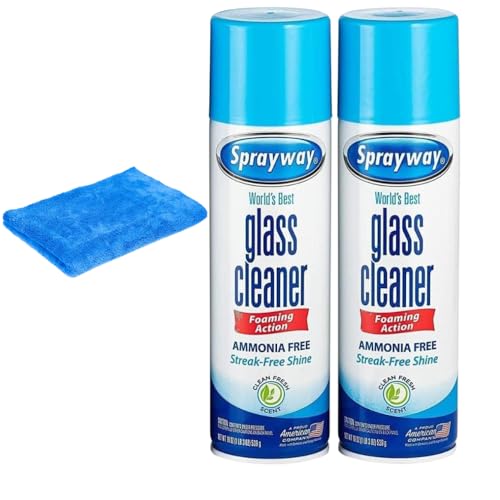Sprayway's Glass Cleaner, 19 Oz Cans, (Pack of 2) with Cleaning Cloth