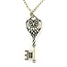 Retro Gold Tone Antique Owl Key Pendant Necklace