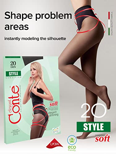 Conte French Cut Sheer Push Up Lace Control Top Slimming Pantyhose Tights Style 20 Den3
