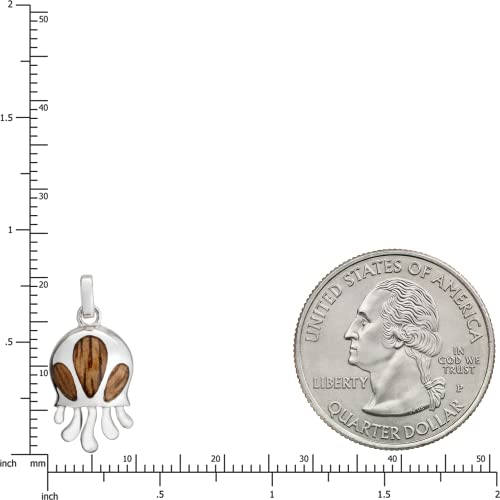 Aloha Jewelry Company Sterling Silver Koa Wood Cute Baby Jellyfish Necklace Pendant with 18" Box Chain - Image 3