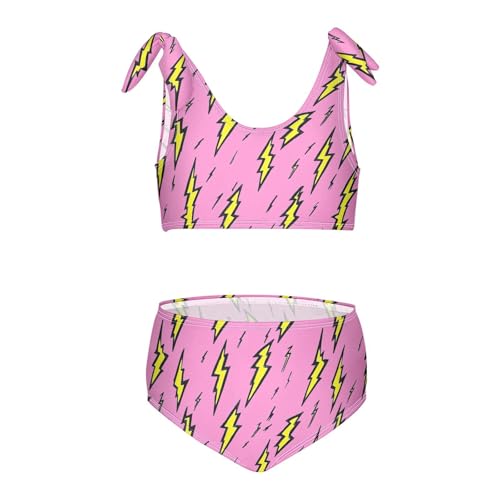 Wusikd Yellow Lightning Bolts Girls Swimsuits Two Piece Swimwear Bikini Set for for Girls Size 3T