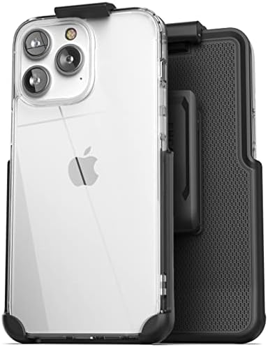 Encased Clear Case with Holster, Compatible with iPhone 14 Pro Max Belt Clip - Protective Transparent Back Cover with Phone Holder (2022 Release)