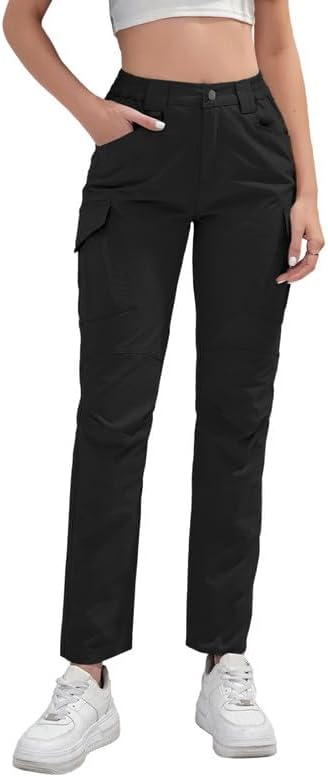 Women's Hiking Cargo Pants 9 Pockets Water-Resistant Quick Dry Lightweight Work Travel Camping