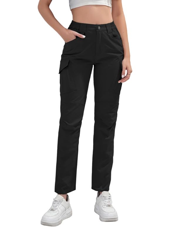 INYOTRAK Women's Hiking Cargo Pants 9 Pockets Water-Resistant Quick Dry Lightweight Work Travel Camping - image 2
