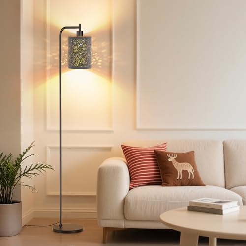 SIBRILLE Floor Lamp with Linen Shade, Dimmable Tall Standing Lamp