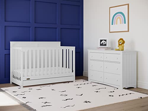Graco Hadley 5-in-1 Convertible Crib with Drawer – GREENGUARD Gold Certified, Fits Standard Crib Mattress, Converts to Toddler Bed, Daybed and Full Bed, 4 Adjustable Mattress Heights (White) by Graco - Image 2