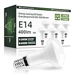 OGADA LED Lampe, 5W LED Glühbirne, E14 Led Warmweiß 3000K LED birne, 400 Lumen, R50 Leuchtmittel, Ersatz 40W Halogen, 6 Stück