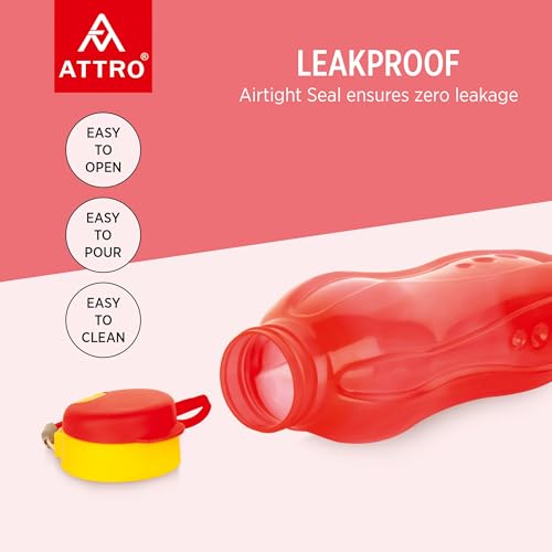 Image of ATTRO Prime Drinkware Plastic Water Bottle,Leak-Proof-Set of 3-Red-1.5L