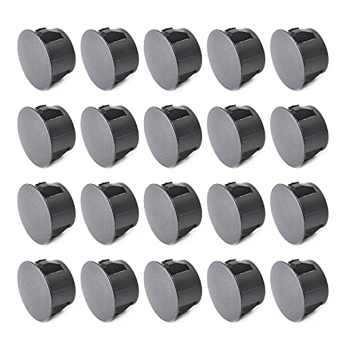 Image of Heyiarbeit 100pcs Hole Plugs 1 /2 inch / 13mm Nylon Plastic Round Snap in Type Locking Hole Tube Furniture Fencing Post Pipe Insert End Caps Black Tone