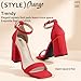 IDIFU Red Heels High Chunky Block Square Open Toe Ankle Strap Heeled Sandals Wedding Bridal Prom Dressy Comfortable Sexy Trendy Bride Bridesmaid Dress Shoes Thick Heels(Red Suede, 8.5)