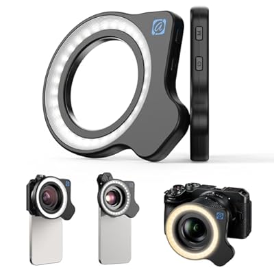 APEXEL 37mm 52mm Thread Macro Lens Fill Light, Portable Camera Lens Ring Light with High Power 32 LED/CRI 95+/45 Light Modes for APEXEL HD 100MM SLR Macro Lens Attachments