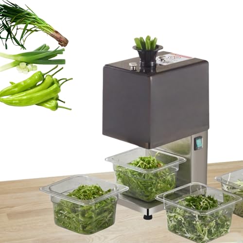 JIAWANSHUN Commercial Electric Scallion Shredder 200W,304 Stainless Steel Automatic Green Onion Cutting Machine,1.8mm Onion/Garlic/Chili Slicer Detachable Quiet Cover for Restaurant & Home Use 110V