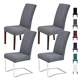 Litrue Stuhlhussen 4er Set Stuhlbezug Schwingstühle Abnehmbarer Waschbarer Stuhlüberzug Stretch Hussen Stühle Schutz für Esszimmer Küche Hotel Bankett Hochzeit (Grau)