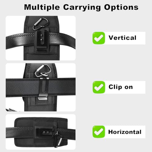 Belt Phone Holder for iPhone 17 17 Pro 16 Pro 16e 15 15Pro 14 13 12 11 Xs 10 X XR,Premium Nylon Phones Pouch with Belt Clip Cell Phone Holder - image 4