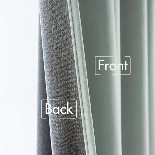 Image of MIULEE Velvet Curtains 52x108 inches 2 Panels Misty Blue Blackout Curtains | Luxury, Bedroom Living Room, Thermal Insulated, Super Soft Window Drapes, Rod Pocket & Back Tab