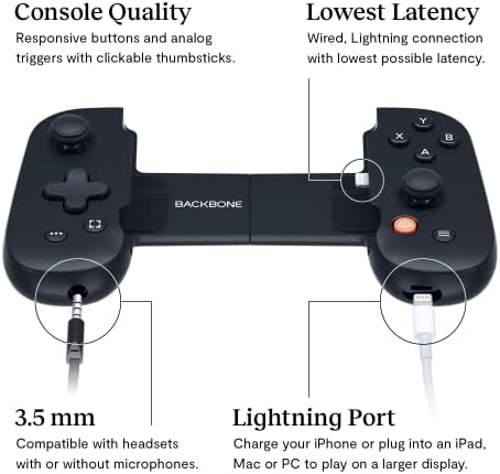 BACKBONE One Mobile Gaming Controller for iPhone - Turn Your iPhone into a Gaming Console - Play Xbox, PlayStation, Steam, Fortnite, COD, Genshin & More [1 Month Xbox Game Pass Ultimate Included]