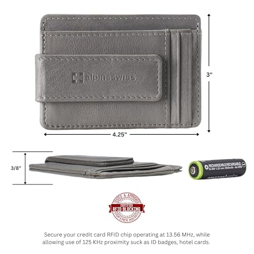 Image of alpine swiss Harper Mens RFID Slim Money Clip Front Pocket Wallet Minimalist Leather ID Card Holder