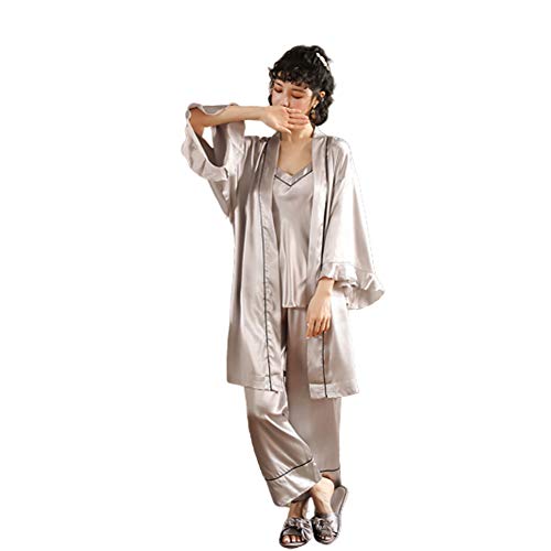 YL Pijamas para Mujer Pijama de Cuatro Estaciones Mujer Seda de Hielo...