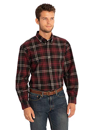 Orvis Mens Classic Buttondown Plaid Long Sleeve Shirt (Red Tartan, Medium) #TOP18