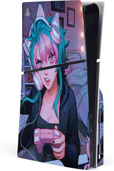 Skinit Decal Gaming Skin Compatible with PS5 Slim Disk Console - Officially Licensed Rainbow Pandas with Butterflies by Sheena Pike Design