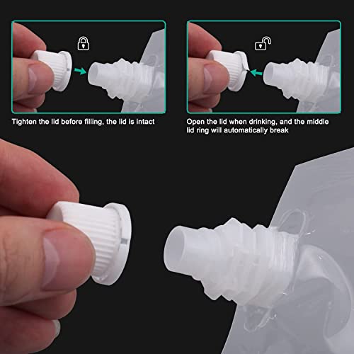 Drink Pouches,8Oz Drinking Flasks Bag With Rotating Nozzle Concealable And Reusable Clear Plastic Juice Bags For Travel Milk Beer Liquor(30Pcs Bags +2 Funnels) #TOP4