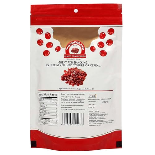 Image of Wonderland Foods 600g (200g X 3) Healthy & Tasty Californian Sliced & Dried Cranberry Pouch