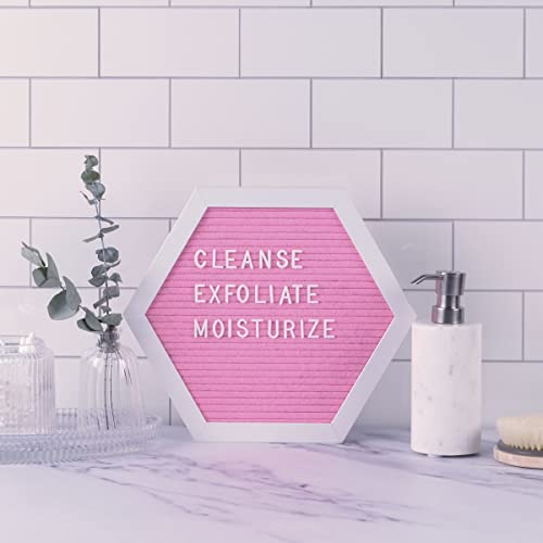 Tablero de fieltro hexagonal rosa con letras blancas Melannco expositor de anuncios para pared 5
