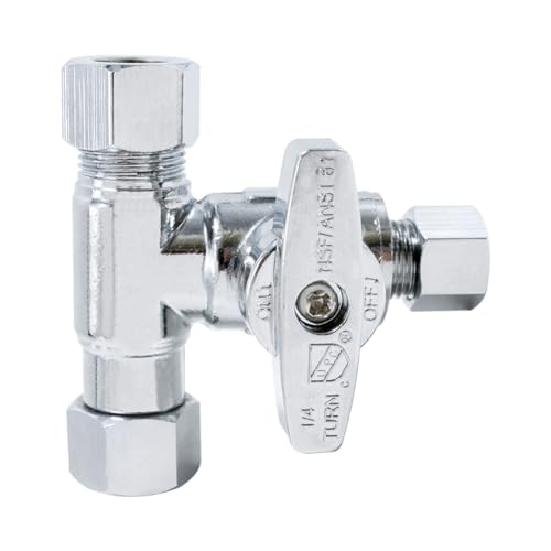 TT FLEX Tee Stop Valve 3/8" x 3/8" x 1/4" Compression