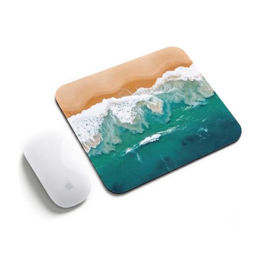 Image of Premium Non-Slip Mouse Pad | Smooth Surface for Optical & Laser Mouse | Durable Base Designs | Ideal for Office, Home & Gaming (Square Tropical Beach Aerial)