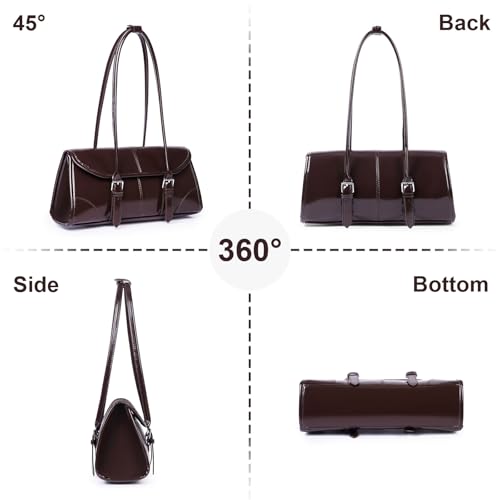Image of YFGBCX Faux Leather Tote Bag for Women Burgundy Purses Small Shoulder Bag Wine Colored Purse Y2k Red Handbag Purse
