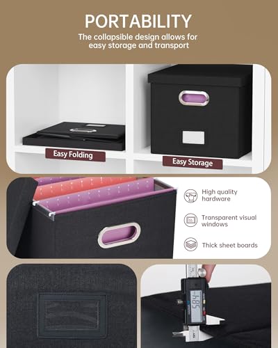 Oterri File Organizer, File Box, File Cabinet for Letter File Folder Storage, Hanging File Organizer for Office/Decor/Home,Document Organizer, 1 Pack,Black-Box Only - Thumbnail 2