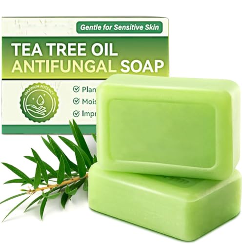 2 Pack Tea Tree Soap, Antifungal Bar Soap Bar Infused with Tea Tree Oil, Natural Foot & Body Soaps for Healthy Skin, Addresses Foot Discomfort and Skin Irritations, Gentle Exfoliating Bar Soap for Men Women