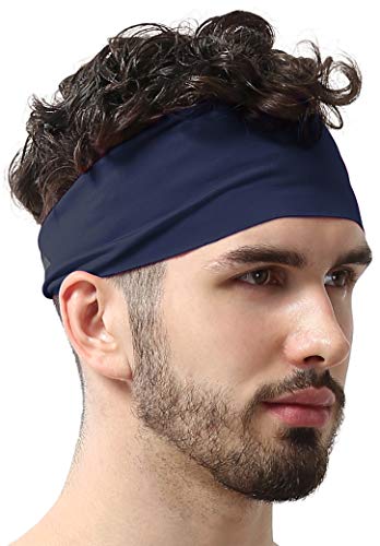 Mens Headband - Sports Running Sweat Head Bands - Athletic Sweatbands Hair Band for Workout, Basketball, Exercise, Gym, Cycling, Football, Tennis, Yoga - Performance Stretch Moisture Wicking Hairband