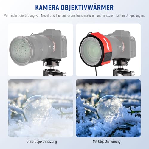 NEEWER 500mm Objektivheizung Objektiv Wärmer mit 3 Temperatureinstellungen, USB Lens Heater Warmer verhindert Tau Nebel und Kondensation bei DSLR Kameras Teleskopen Ferngläsern Astrofotografie, HW-20B