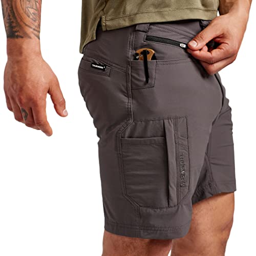 Truewerk Men’s Work Shorts - T1 Werkshorts, Moisture Wicking, Multi-Pocket Cargo Shorts With 4-Way Stretch, Deep Grey, 30X11 #TOP4