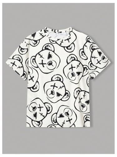 SweatyRocks Boy's 3 Pack T Shirts Graphic Print Crew Neck Short Sleeve Summer Casual Tops4