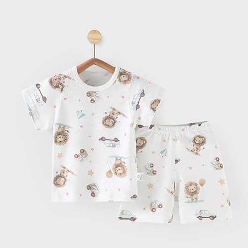 Baby Boys Cotton 𝐏ajamas Short Sleeve Summer Outfits Cute Graphic Tees and Shorts 𝐏a𝐣ama Set Toddler Baby Loung𝐞wear2