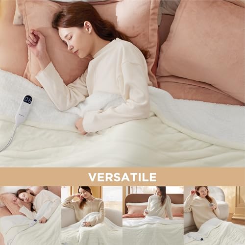Image of Bedsure Electric Blanket Full Size - Soft Flannel Heated Blanket Full, Fast Heating with 6 Time Settings (Up to 10H) & 6 Heat Settings, Warm Gift for Grandma (72x84 inches, Ivory)