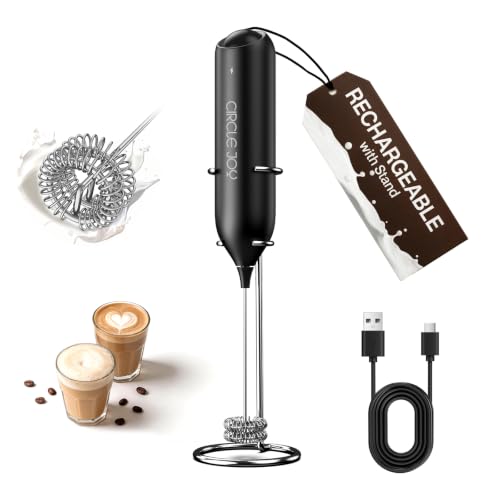 Image of CIRCLE JOY Rechargeable Milk Frother Handheld with Stand