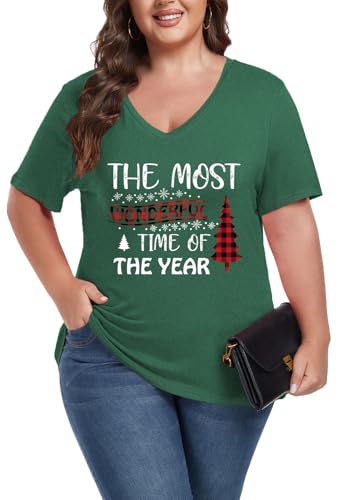 Image of ForHailey Women's Plus Size Short Sleeve Tee Shirt V Neck Basic Ladies Loose Fit T Shirt 1X-5X