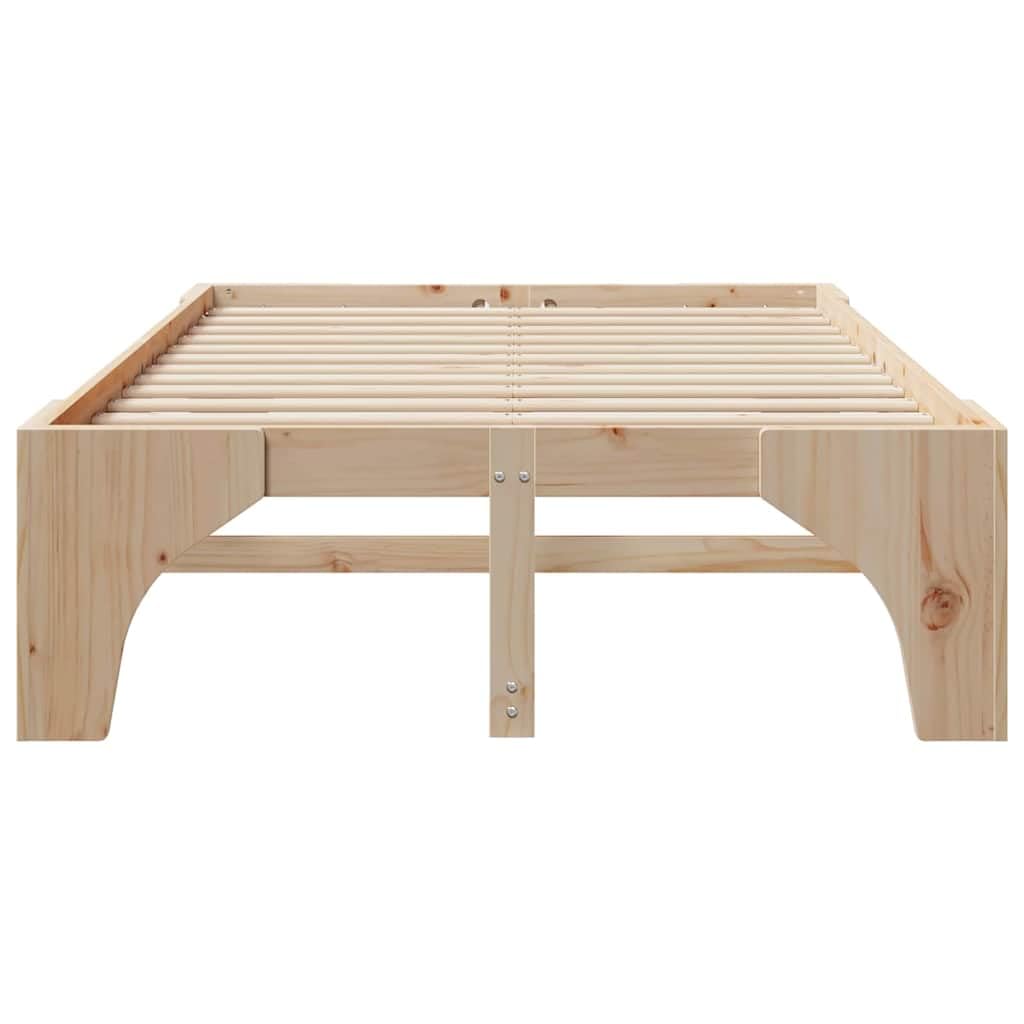 Marco de Cama en el Suelo de Madera Maciza de Pino Marrón Estructura de Perfil Bajo para Dormitorio Moderno Minimalista y Funcional con Ensamblaje Fácil y Diseño Eficiente