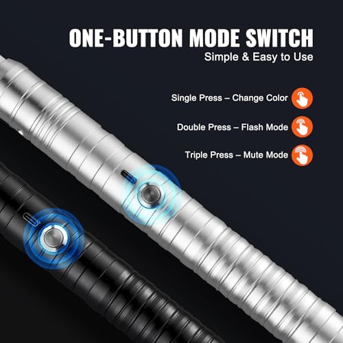 Image of VEVOR Light Sword, 2 Pack Light up Sword with 7 RGB Colors, 4 Sound Modes and Realistic Handle, Rechargeable Toy for Adults and Kids, Christmas Day, Halloween Cosplay, Birthday