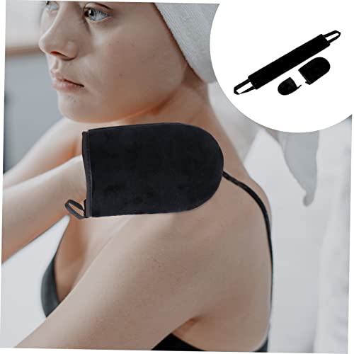 FOMIYES 3Pcs Flocado Luvas Oleadas Ternos Pretos Luvas De Loção Autobronzeador Aplicador Luva Esfoli