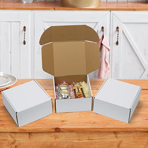 Image of RLAVBL 8x8x4 Inches Shipping Boxes Set of 25, White Small Corrugated Cardboard Box, Mailer Boxes for Packing Small Business