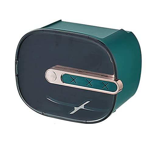 Evvmnaks 1 caja de pañuelos montada en la pared, soporte para toallas de papel para cocina, oficina, contenedor de toallitas de bebé, caja de almacenamiento de papel, verde oscuro