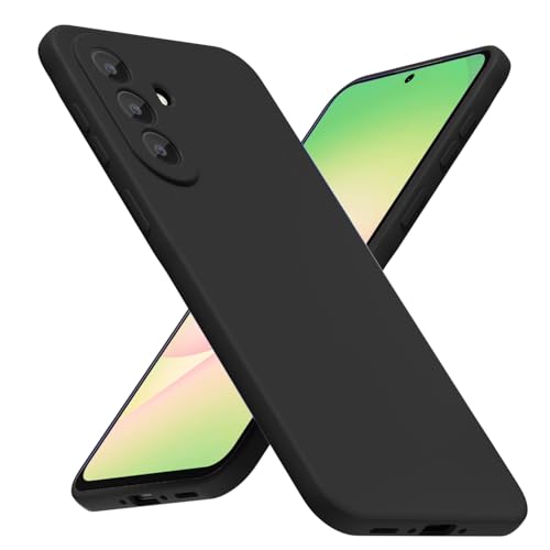 LoeoeL for Samsung Galaxy A57 5G Phone Case Silicone, Minimalist Ultra Thin Slim Soft Rubber Gel Solid Color Matte TPU Cute Case for Women Men, Girly Plain Aesthetic Design & Camera Cover, Black