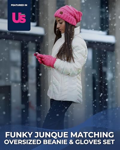 Funky Junque Women's Hat and Gloves Set with Touchscreen Feature - Mother's Day Gift - and Warm Slouchy Design3