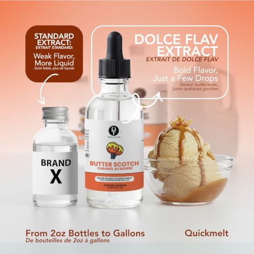 Image of Dolce Flav Natural Butterscotch Extract | 2 oz | Baking Flavor Concentrate for Coffee, Blondies & Puddings - Highly Concentrated, Included Measured Pipet